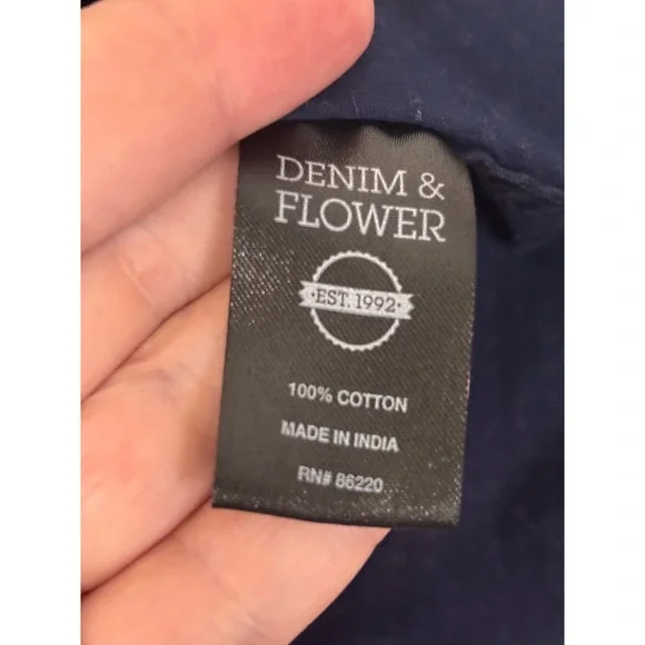 Denim & Flower Mens Slim Fit Navy Blue Pink Micro Dot Cotton Button Up Shirt M - Picture 5 of 9